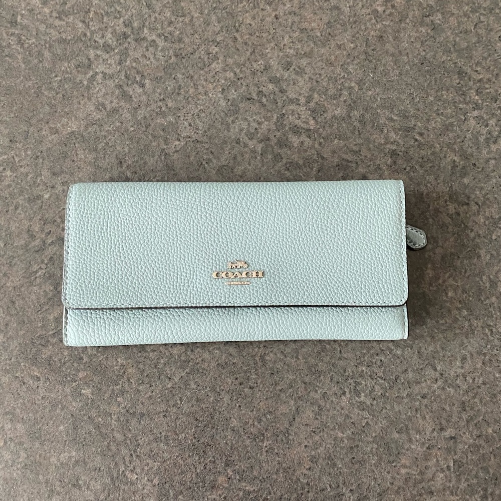 Coach Women’s Soft Mint Green Trifold Wallet